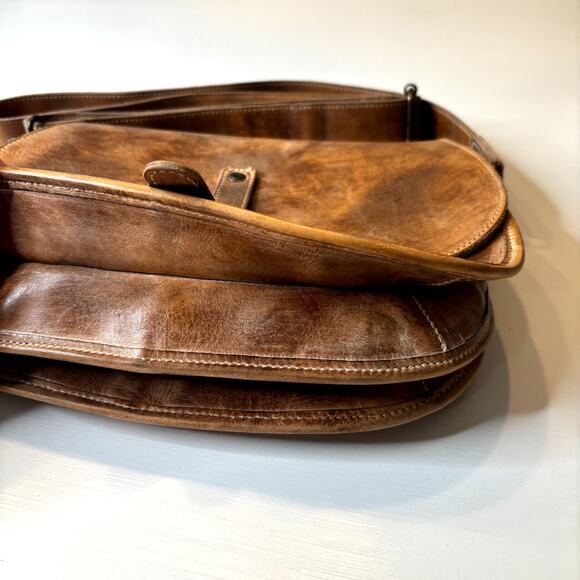 Bed Stu Sequoia Leather Crossbody Bag Tan Rustic Handmade Distressed Boho Purse - Picture 3 of 12